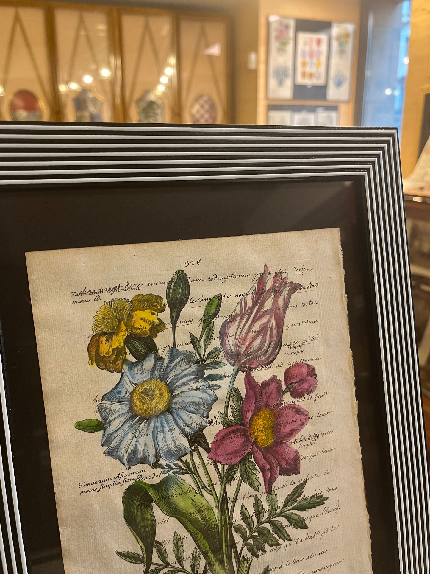Bouquet di fiori - manoscritto antico acquarellato a mano