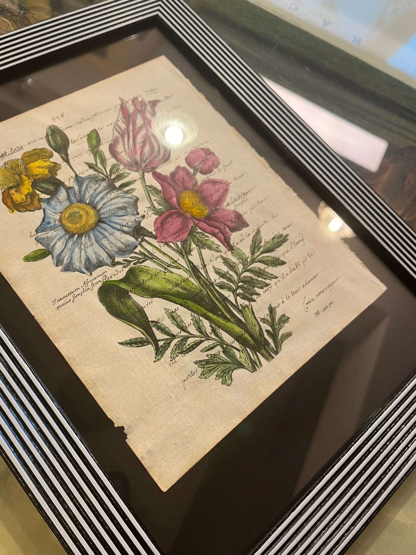 Bouquet di fiori - manoscritto antico acquarellato a mano
