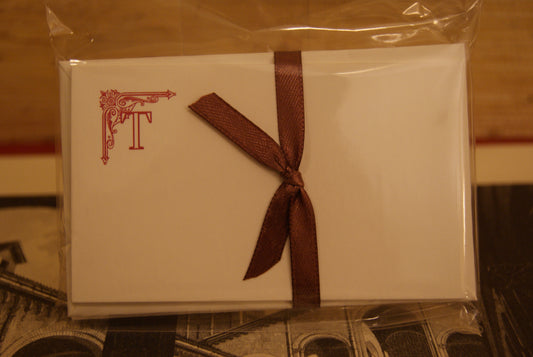 5 Cartoncini con iniziali tipografiche, con buste - 6 x 10 cm