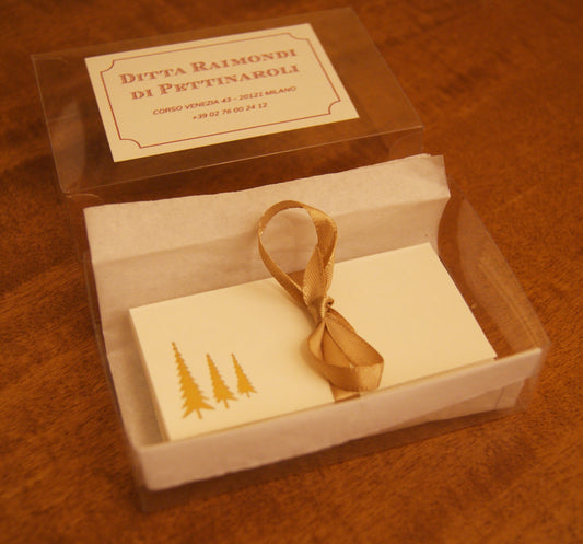 10 Segnaposto cavalierino in rilievo, alberi oro - 4 x 8 cm