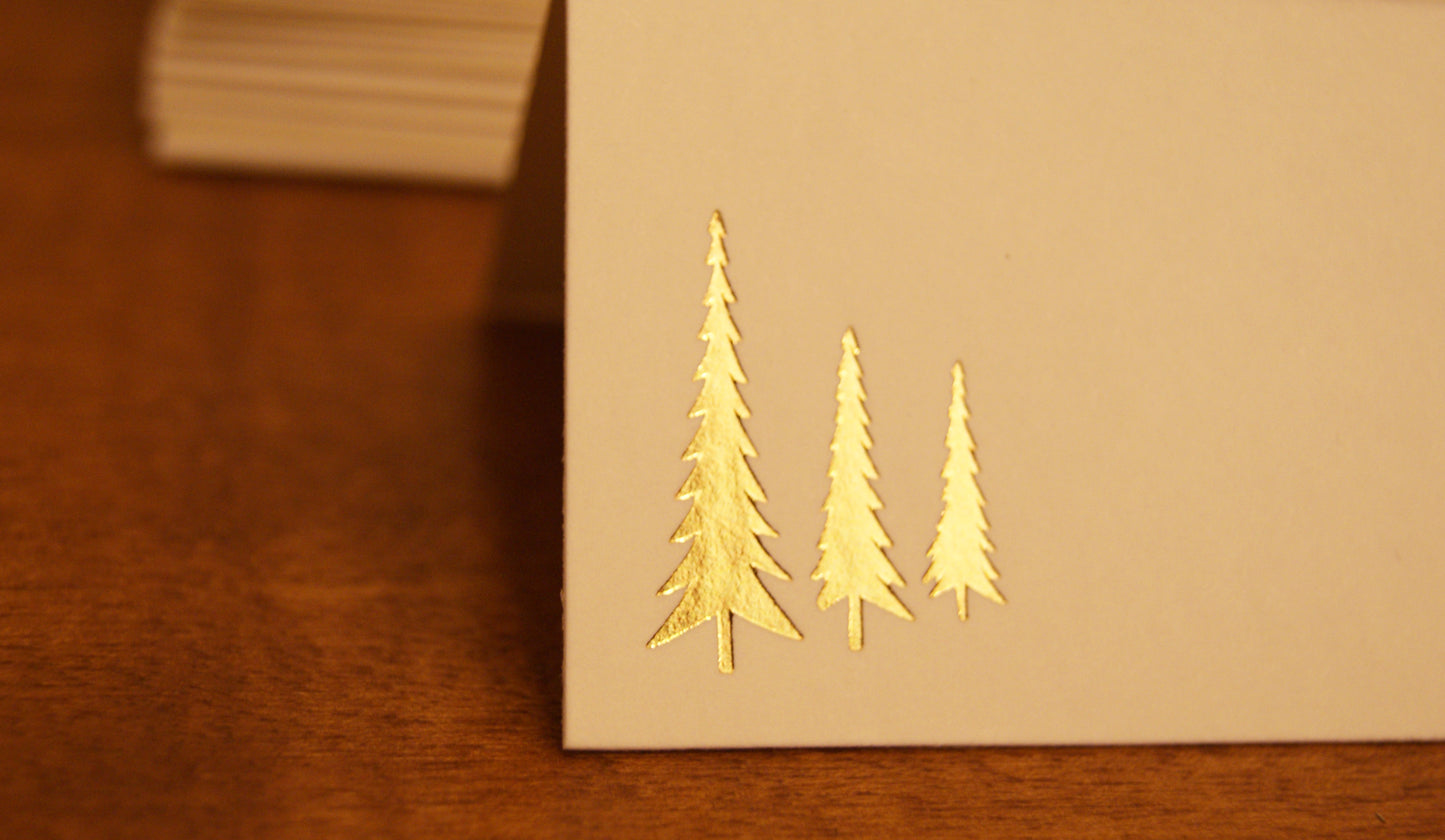 10 Segnaposto cavalierino in rilievo, alberi oro - 4 x 8 cm