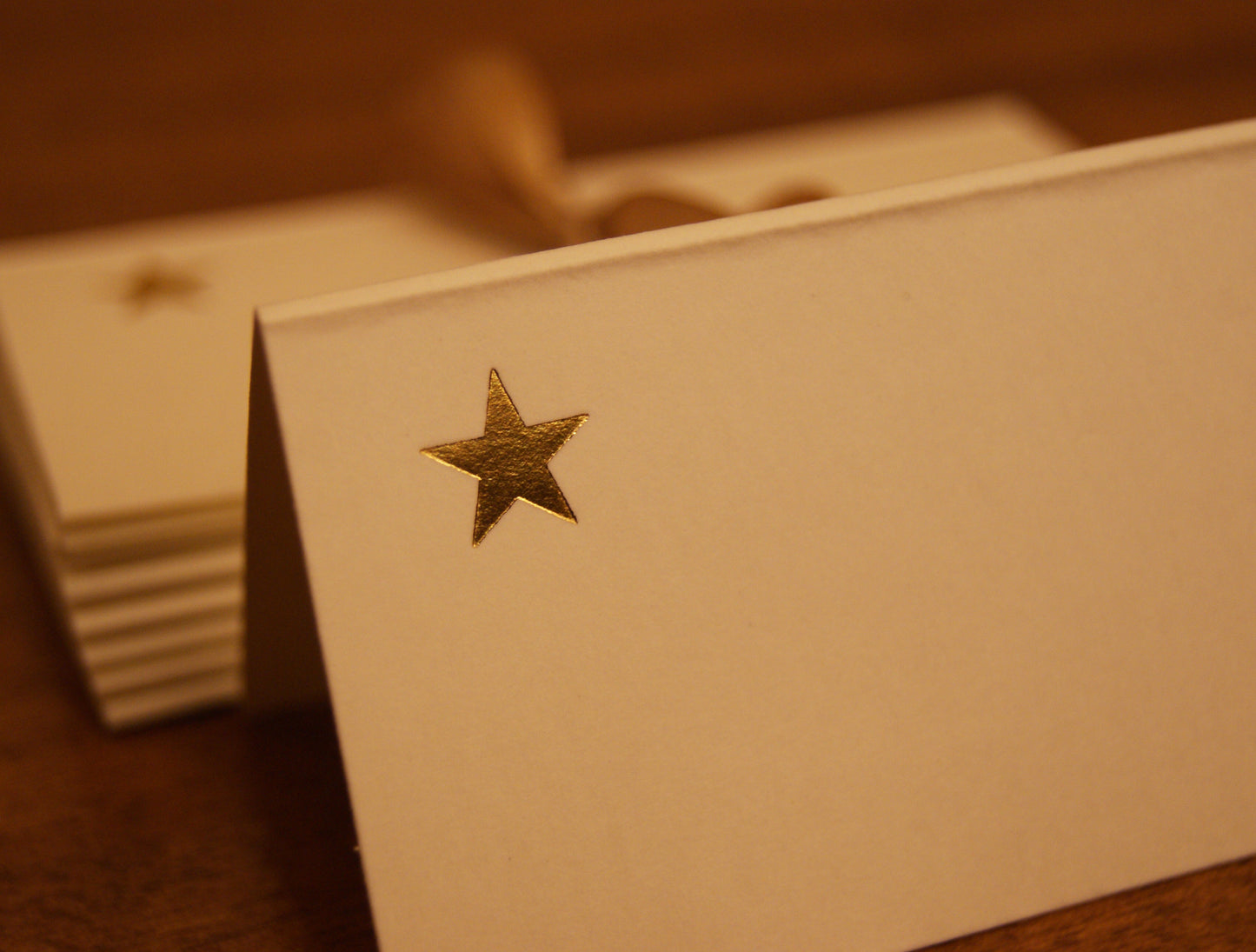 10 Segnaposto cavalierino in rilievo, stella oro - 4 x 8 cm