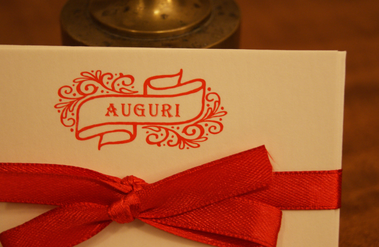 5 Biglietti auguri scritta rossa, con buste - 7 x 11 cm