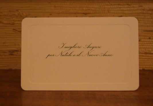 5 Biglietti auguri in corsivo angolo tondo con battuta, con buste - 13,5 x 8,5 cm