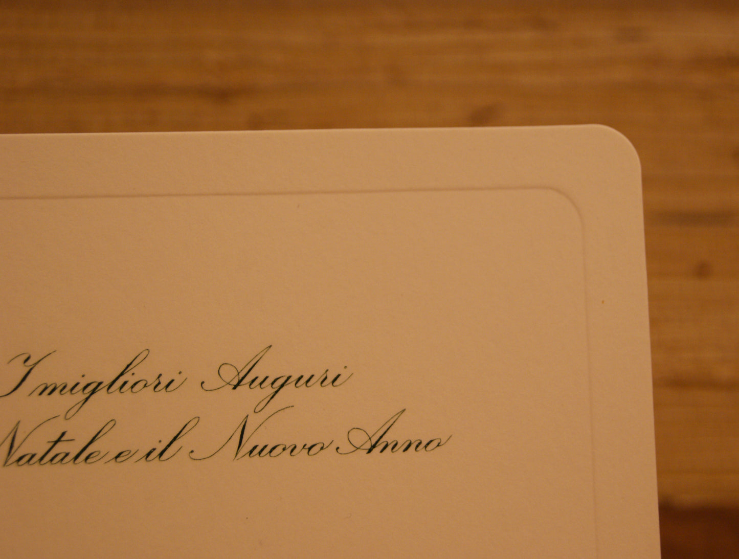 5 Biglietti auguri in corsivo angolo tondo con battuta, con buste - 13,5 x 8,5 cm