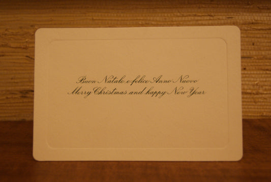 5 Biglietti auguri in corsivo angolo tondo con battuta, con buste - 14,5 x 9,5 cm