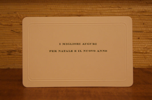 5 Biglietti auguri in rigatino angolo tondo con battuta, con buste - 13,5 x 8,5 cm