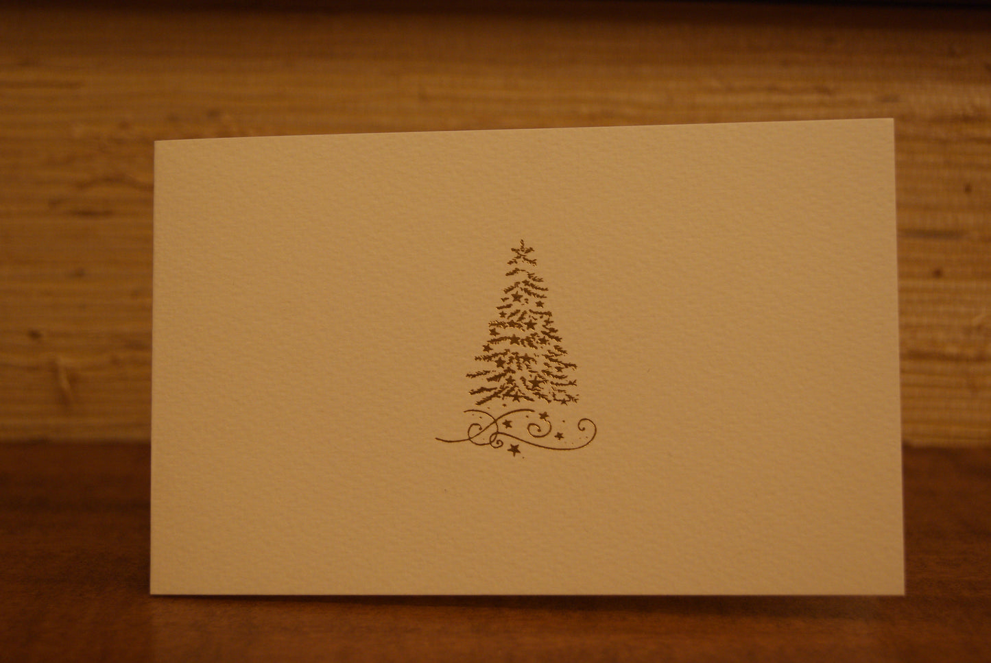 5 Biglietti auguri in rilievo oro doppi Albero di Natale, con buste - 15 x 9 cm