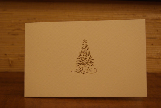 5 Biglietti auguri in rilievo oro doppi Albero di Natale, con buste - 15 x 9 cm