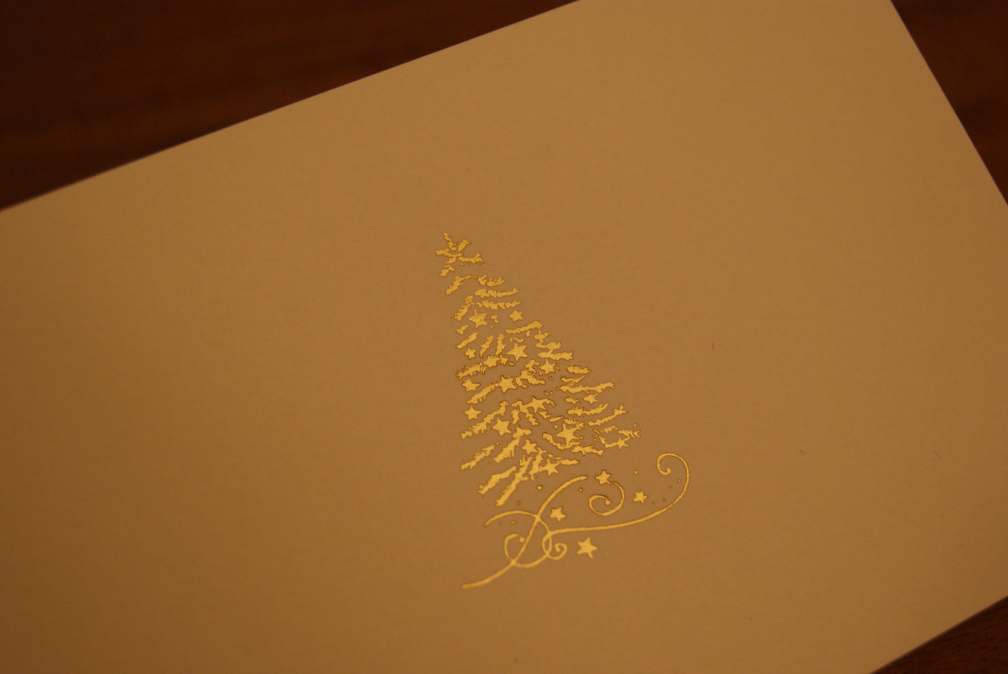 5 Biglietti auguri in rilievo oro doppi Albero di Natale, con buste - 15 x 9 cm