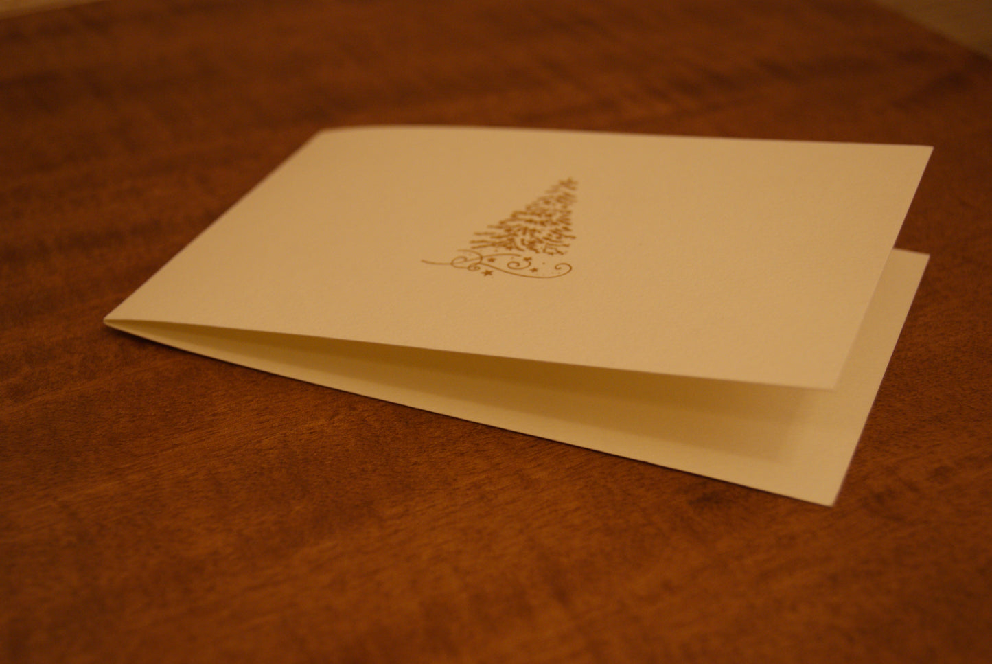 5 Biglietti auguri in rilievo oro doppi Albero di Natale, con buste - 15 x 9 cm