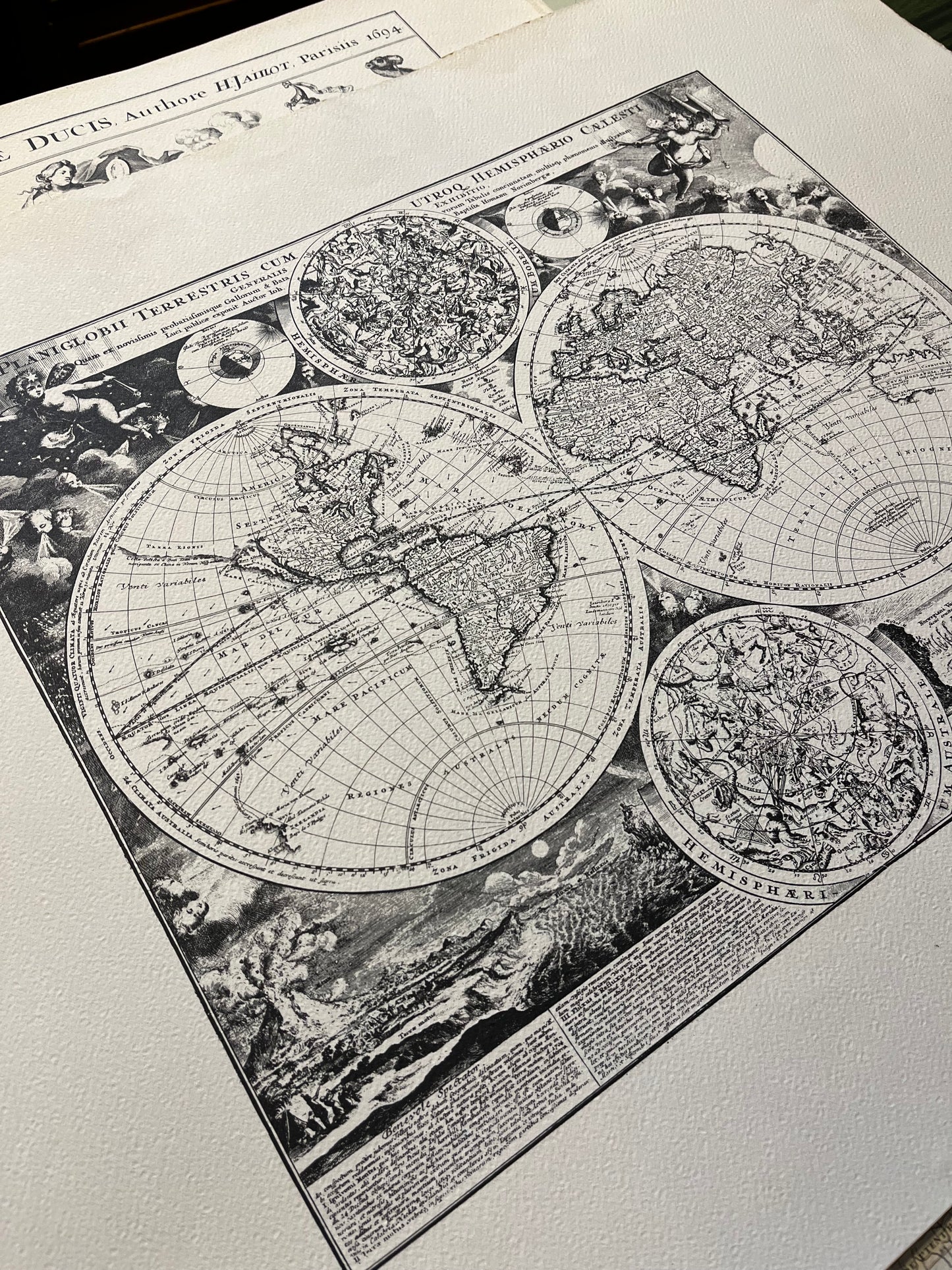 Geografica con emisferi celesti e putti - Ristampa