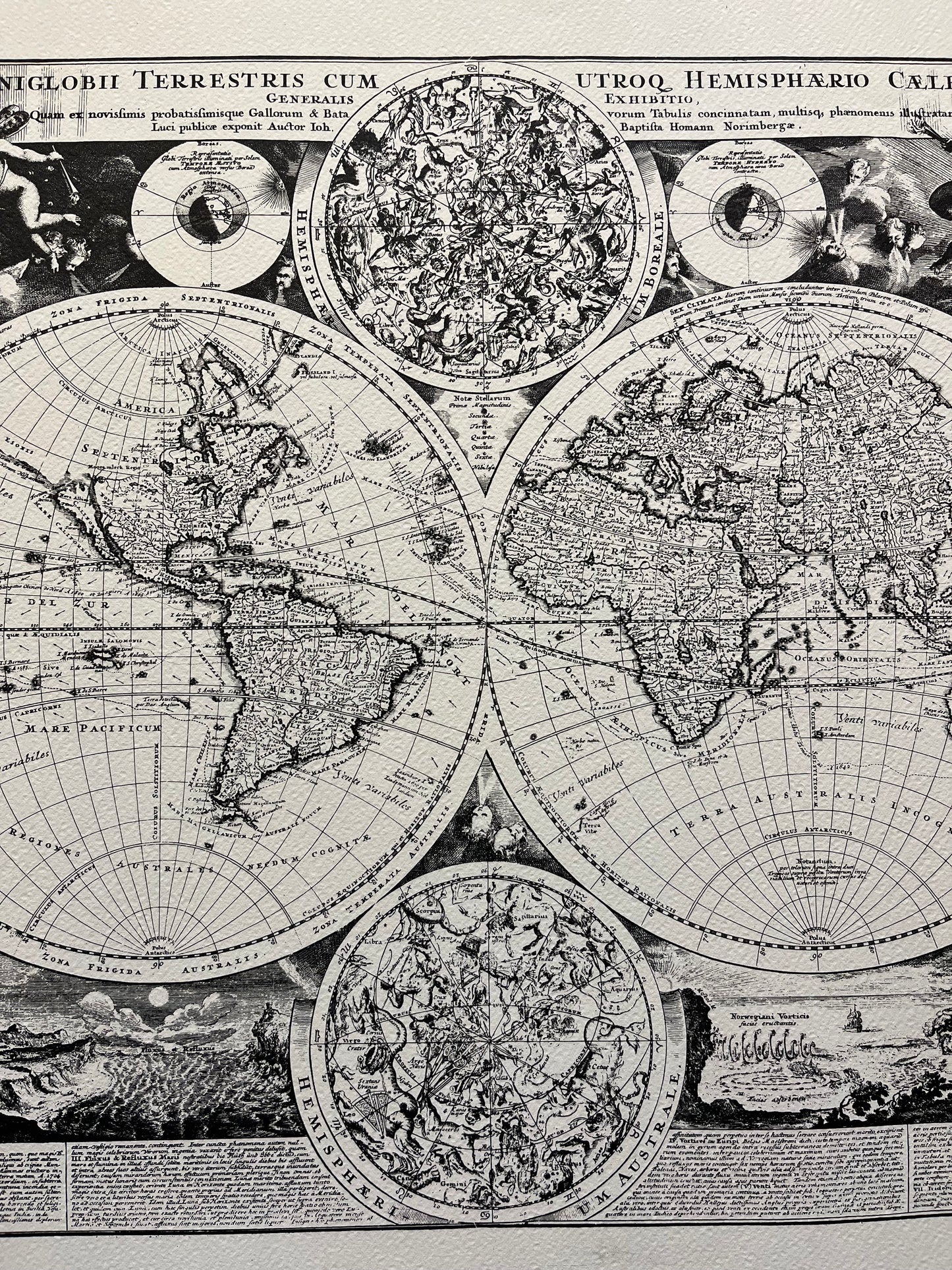 Geografica con emisferi celesti e putti - Ristampa