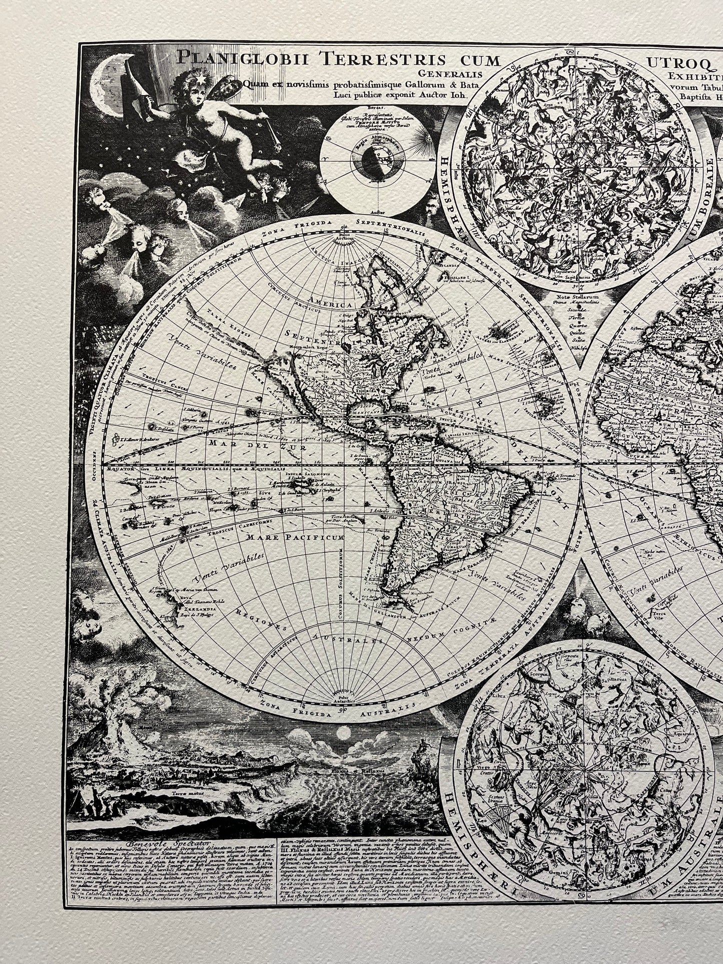 Geografica con emisferi celesti e putti - Ristampa