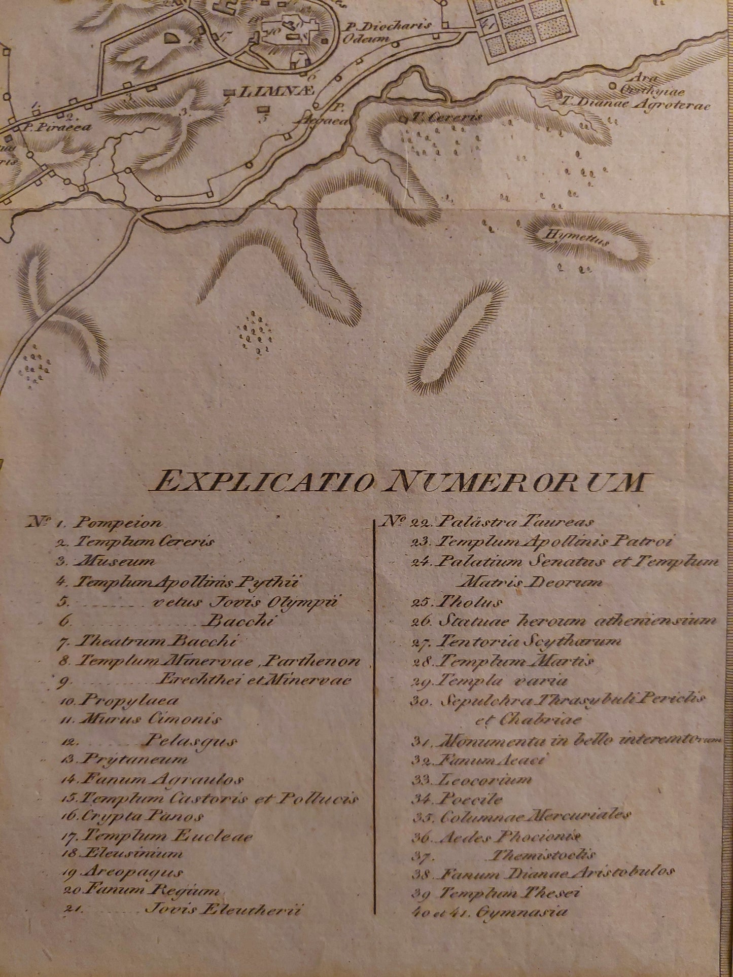 La città di Atene e il porto Pireo - Incisione originale primi '800