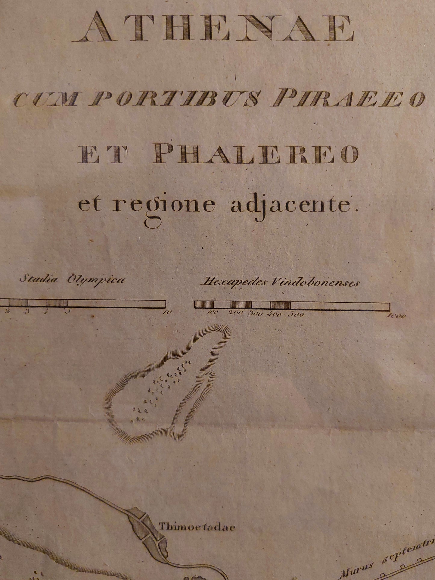 La città di Atene e il porto Pireo - Incisione originale primi '800