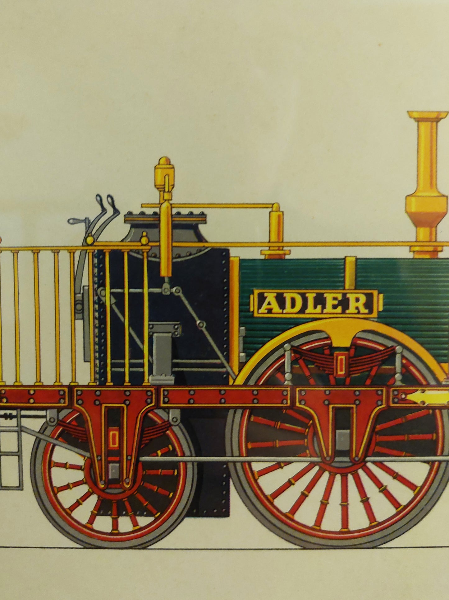 Locomotiva Adler - Stampa a colori metà '900