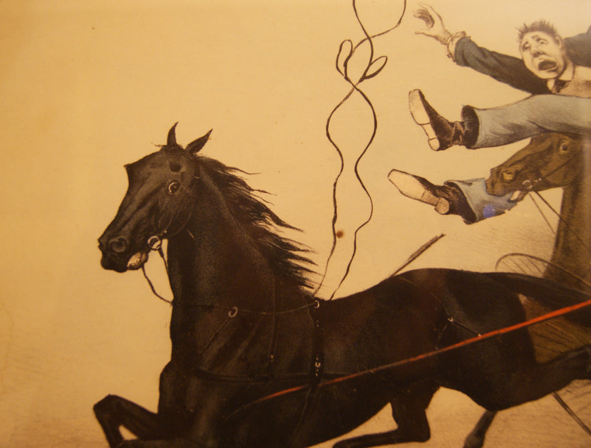 The horse that took the pole - Litografia a colori fine '800