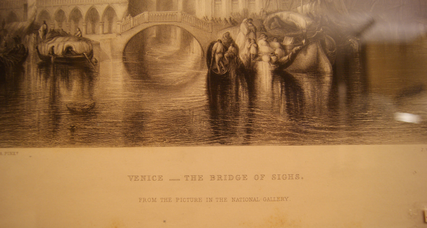 Venezia, il Ponte dei Sospiri - Stampa originale metà '800