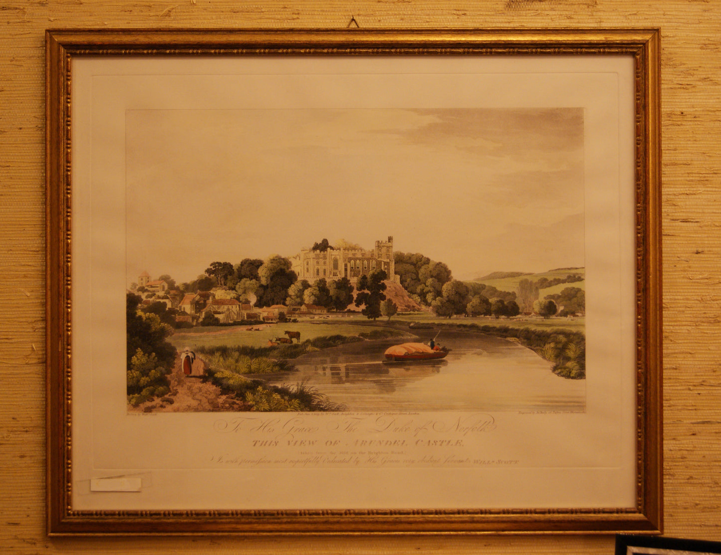 Veduta di Arundel Castle - Ristampa acquarellata