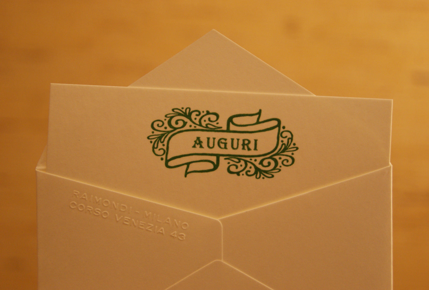 5 Biglietti auguri scritta verde, con buste - 7 x 11 cm