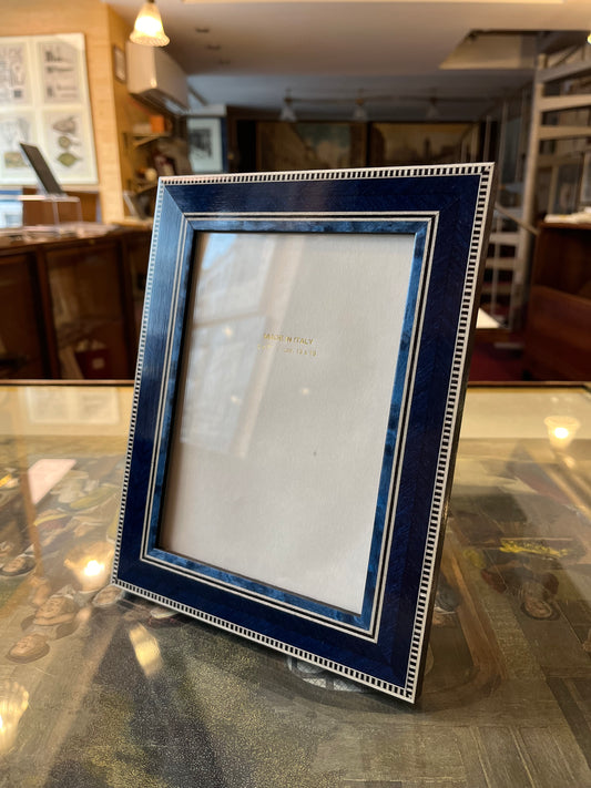 Cornice portafoto, blu intarsiata - 18,5 x 23,5 cm