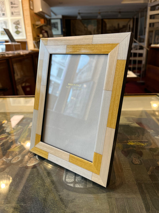 Cornice portafoto, gialla intarsiata - 18,5 x 23,5 cm