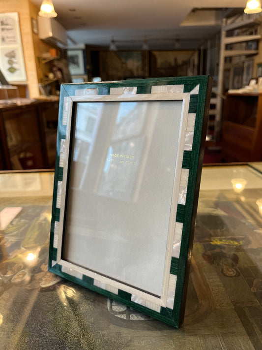 Cornice portafoto, verde intarsiata - 16 x 21,5 cm