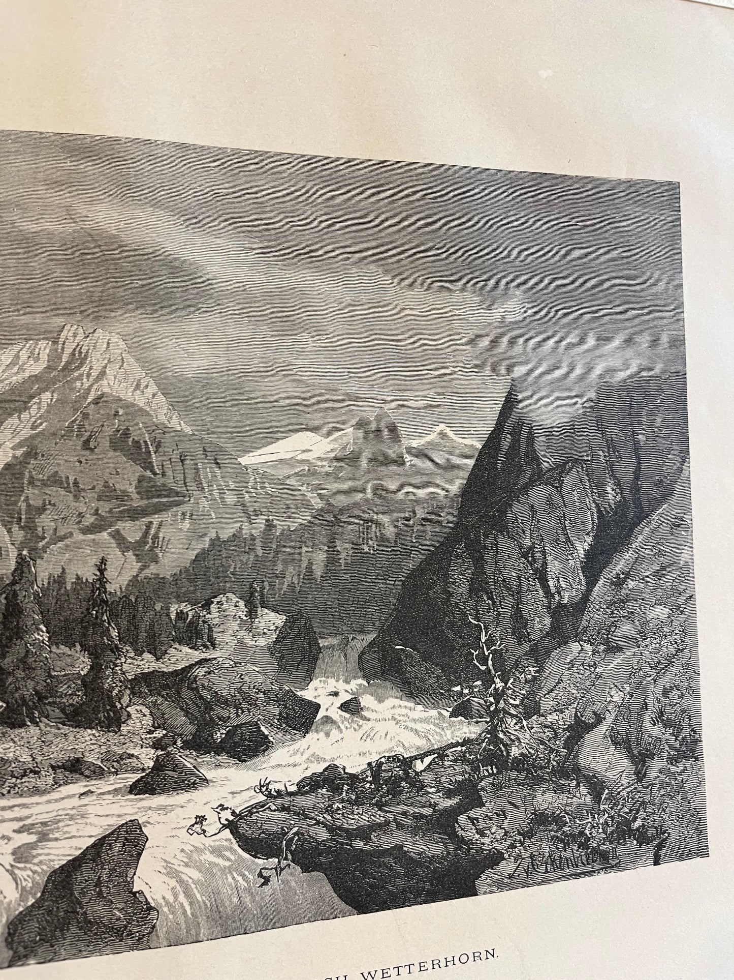 Engelhorn och Wetterhorn - Incisione originale fine '800